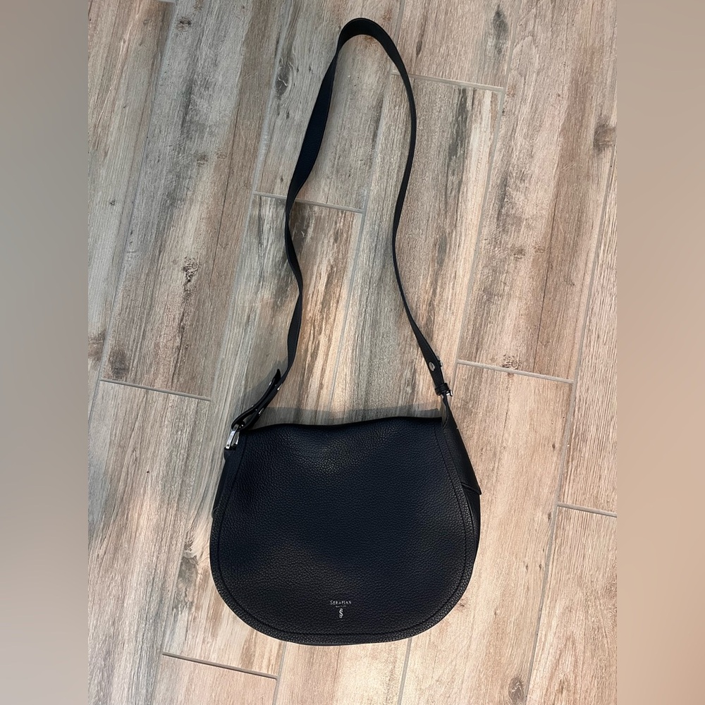 Serapian Black Leather Crossbody Bag